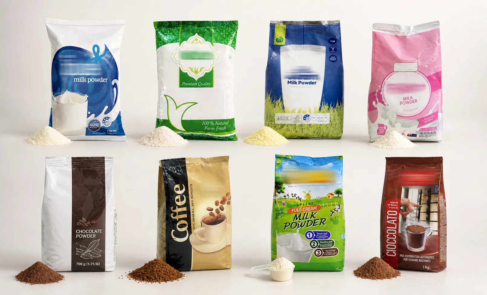 Powder products suitable for VFFS packaging