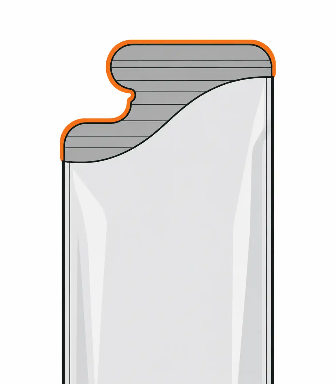 Die-cut shaped packaging edge illustration