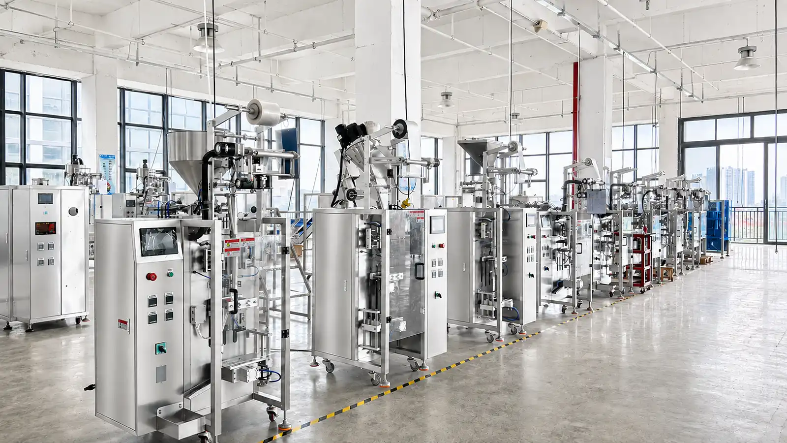 NEW PACKING factory floor with packaging machines